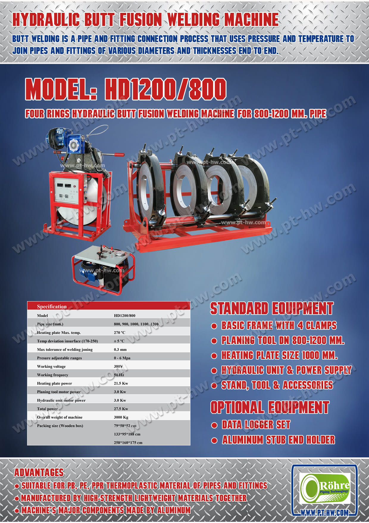 เครื่องเชื่อมท่อ HDPE 1200 mm.