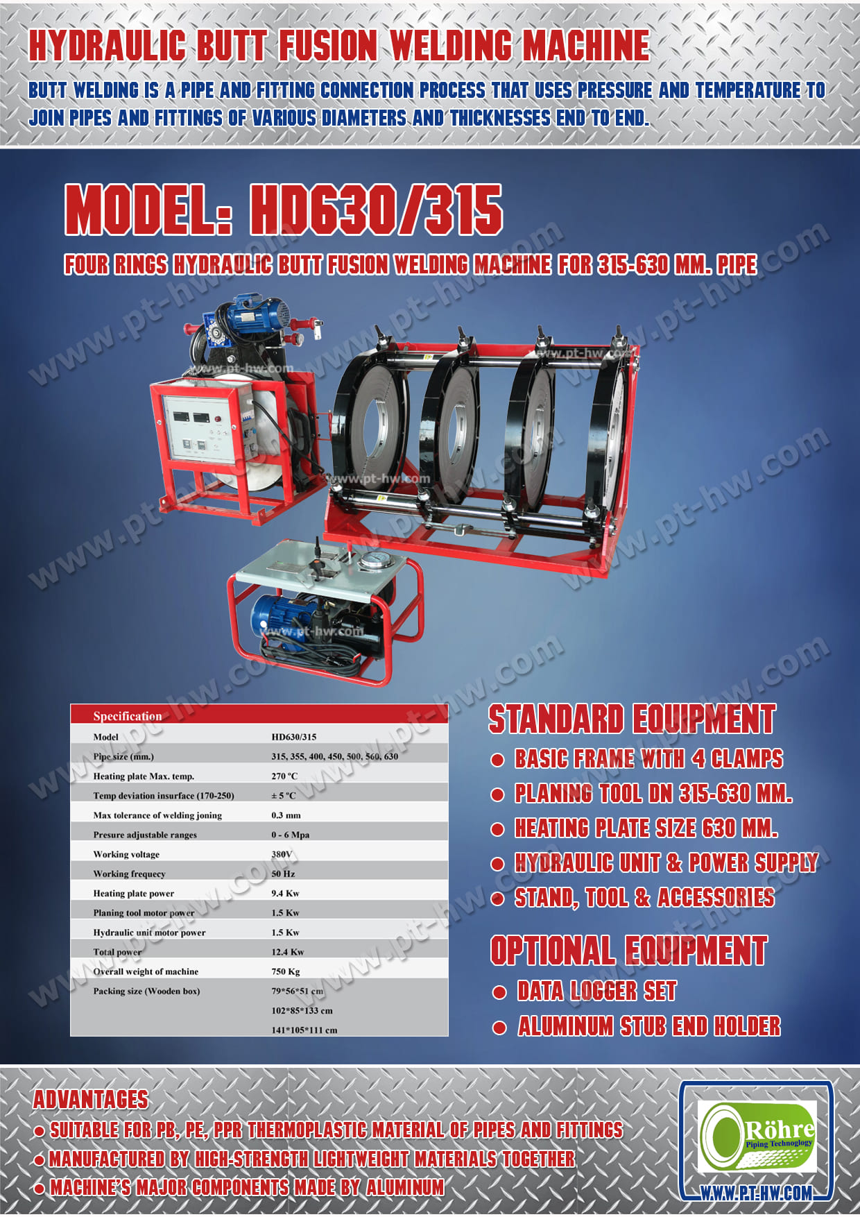 เครื่องเชื่อมท่อ HDPE ุ630 mm.