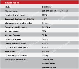 HD630-315 Spec